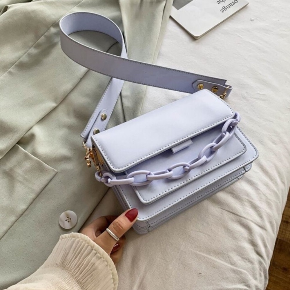 Brand New Light Blue Bag with Strap and Chain